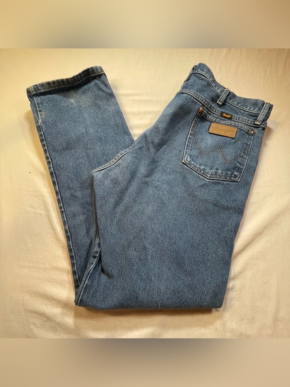 Wrangler 13MWZ Jeans Mens 40x34 Blue Denim Cowboy Cut Original Fit Dark Wash